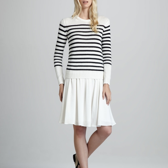 Theory "Anca" Basque White Gathered Silk Skirt W/Belt NEW- Sz. 2 - Picture 2 of 8